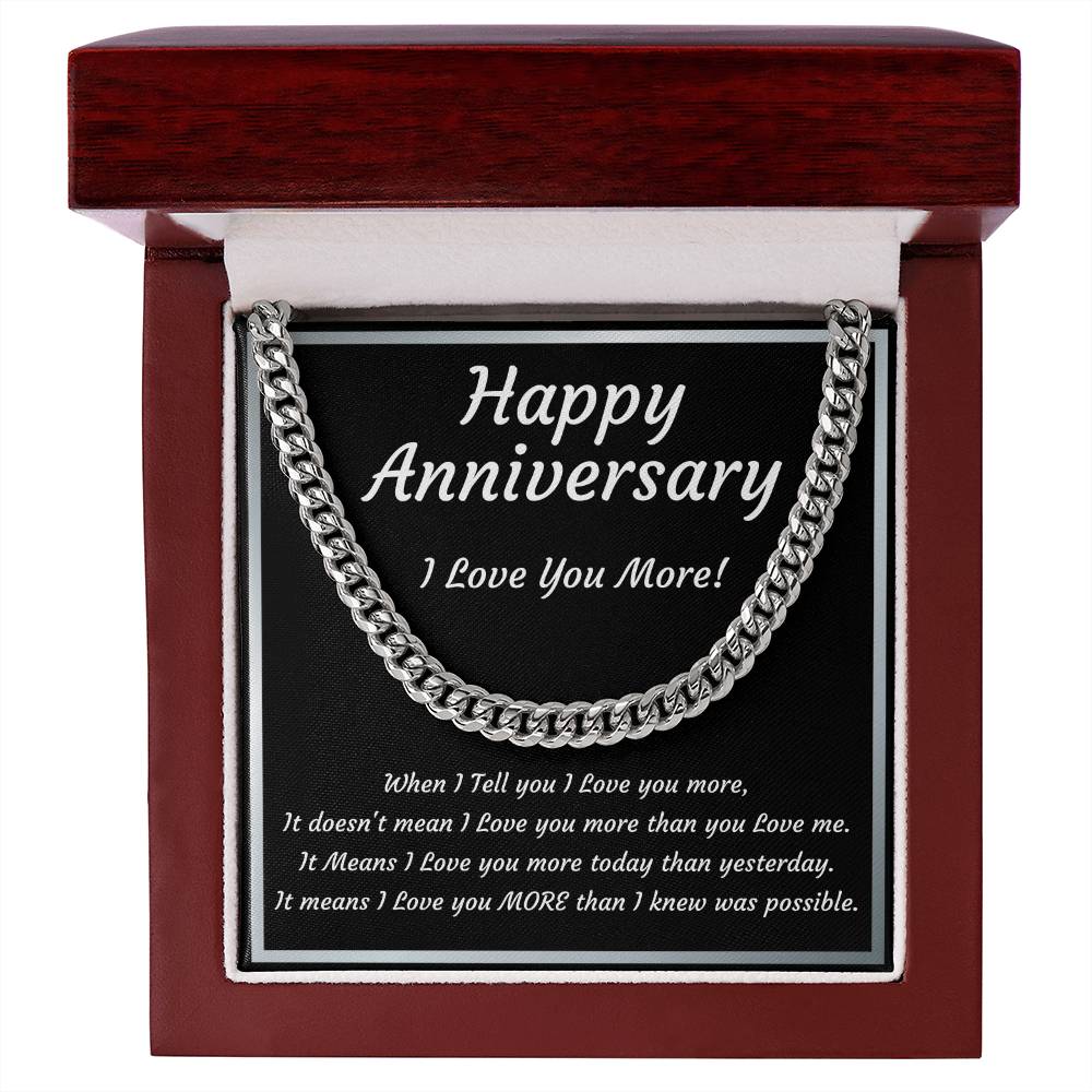 Anniversary Cuban Link Necklace | I Love You More – Gift for Him