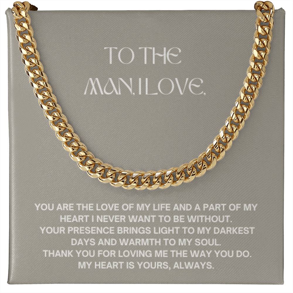 Anniversary Cuban Link Necklace for Him | The Man I Love Gift