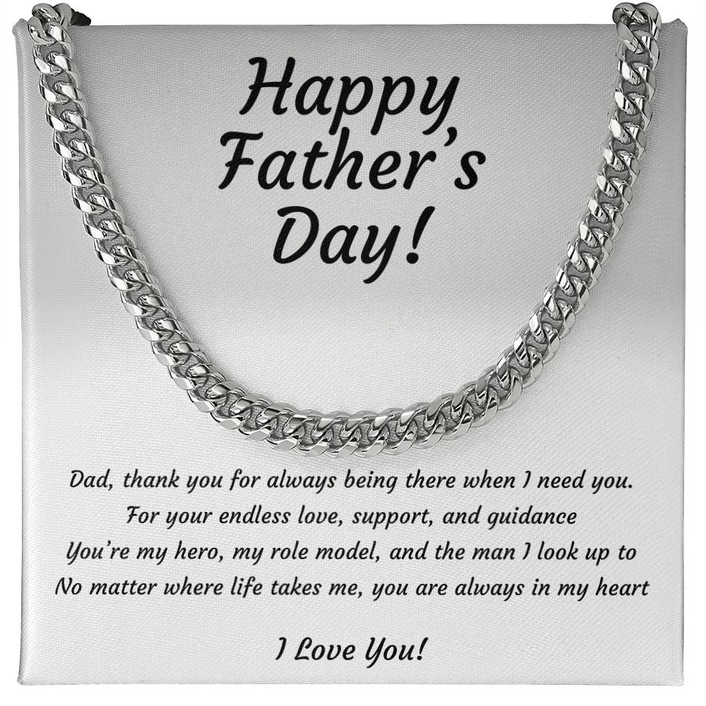 Cuban Link Chain Necklace for Dad | Hero & Role Model Father's Day Gift