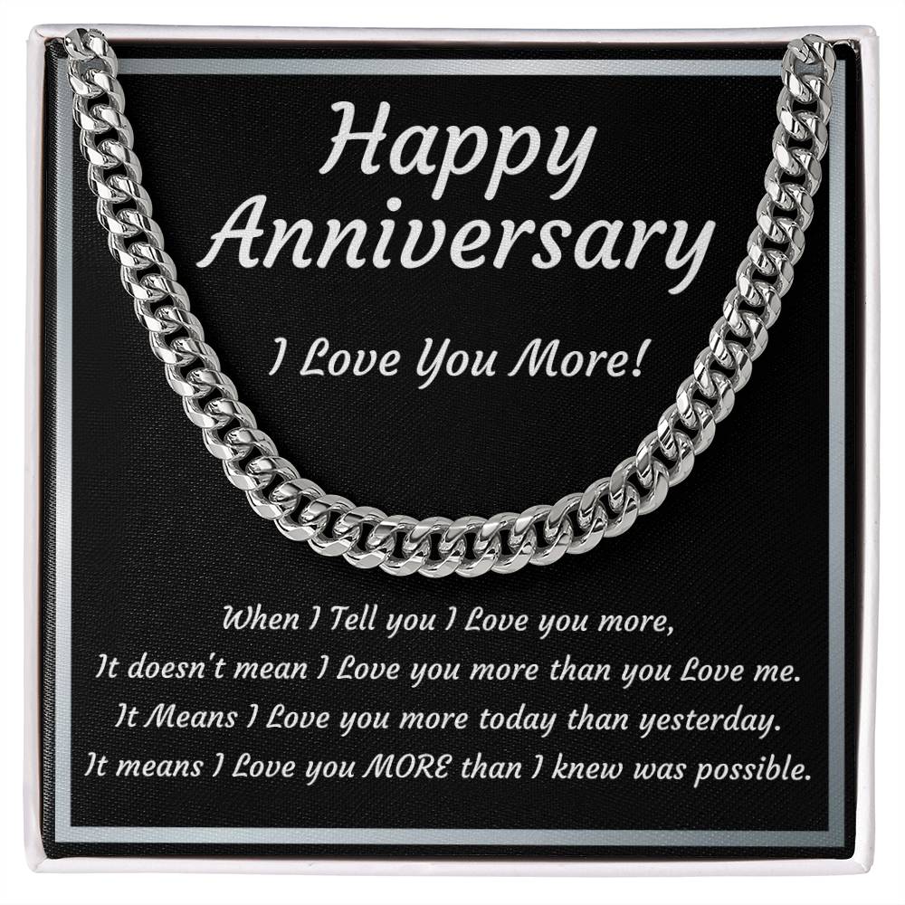 Anniversary Cuban Link Necklace | I Love You More – Gift for Him