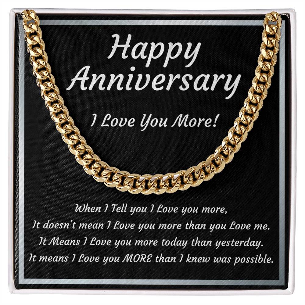 Anniversary Cuban Link Necklace | I Love You More – Gift for Him