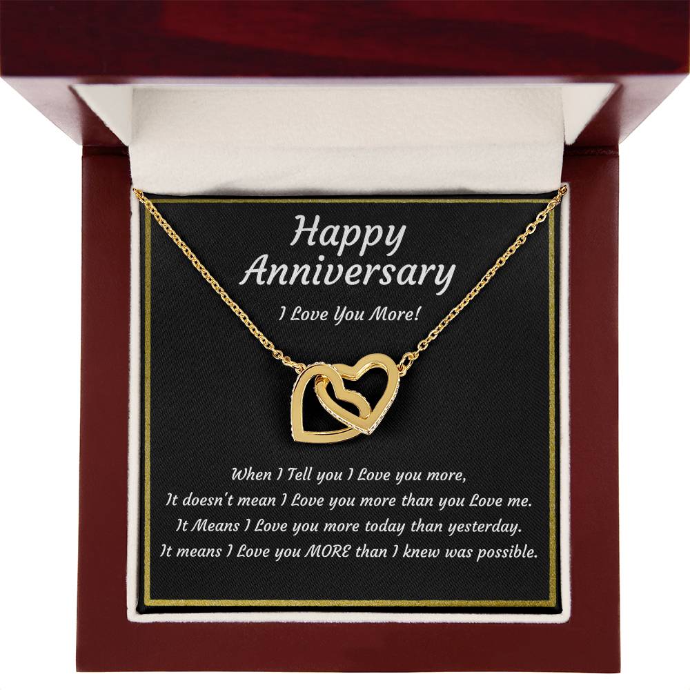 Anniversary Interlocking Hearts Necklace for Wife, Girlfriend