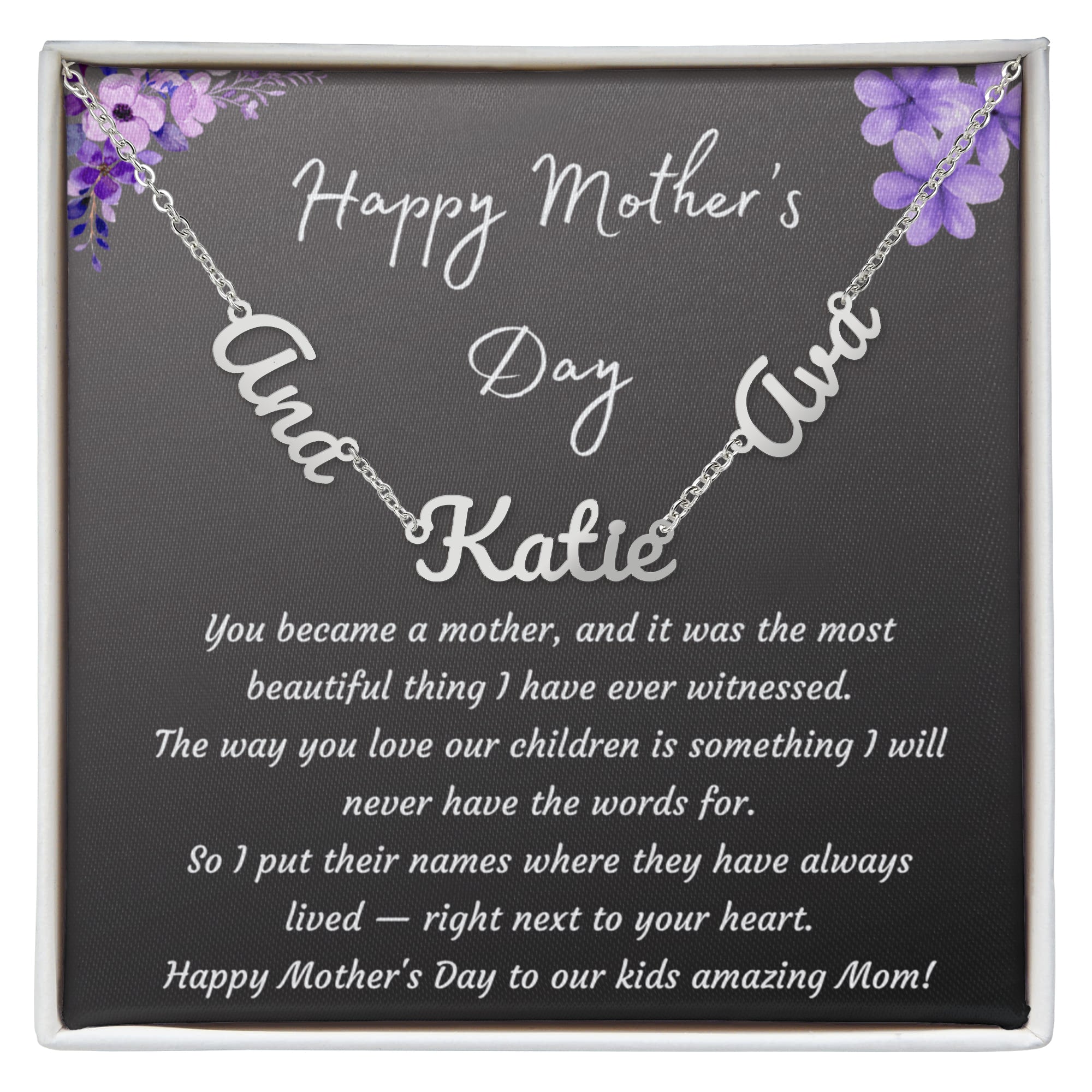 Mother's Day Gift Personalized Name Necklace for Wife from Husband