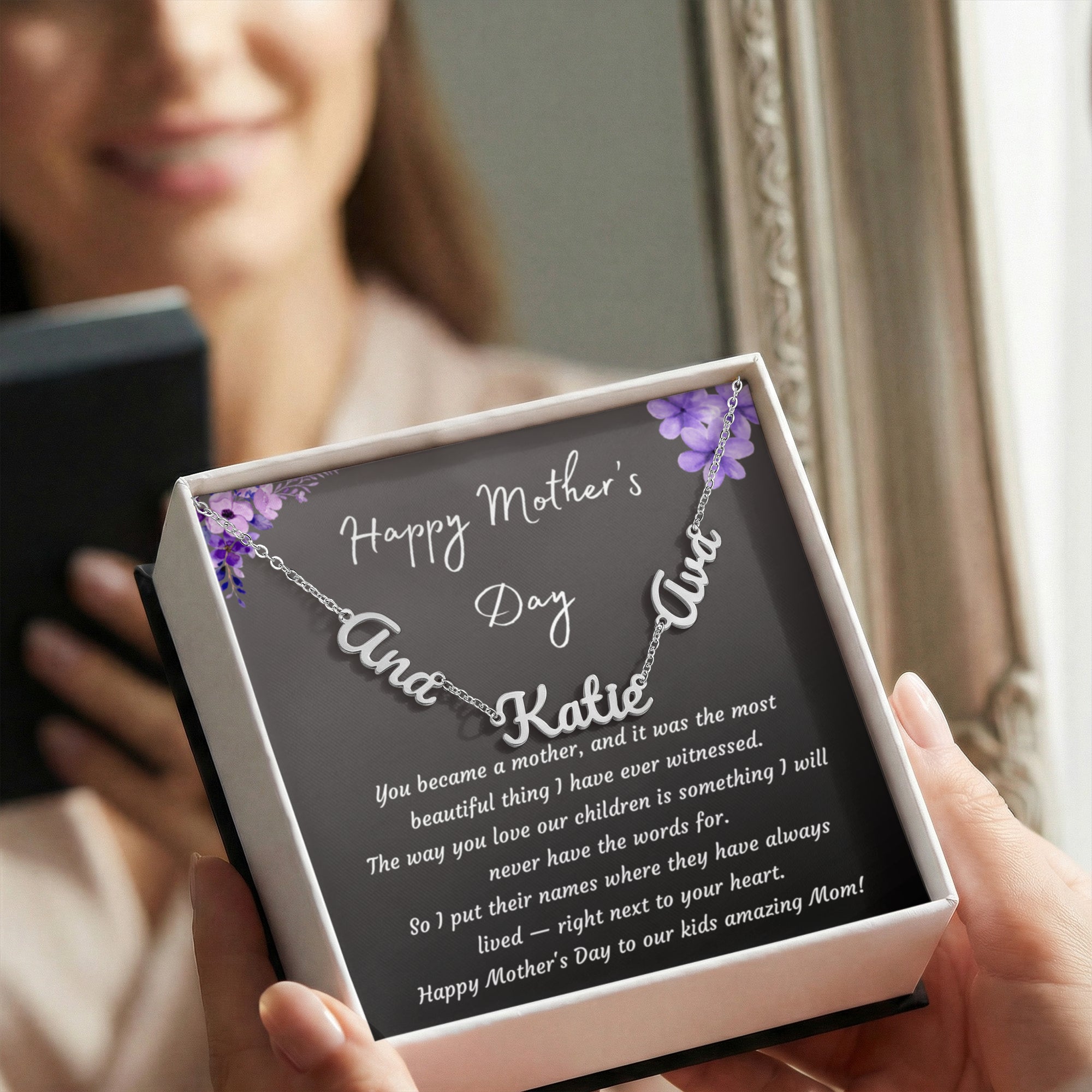 Mother's Day Gift Personalized Name Necklace for Wife from Husband