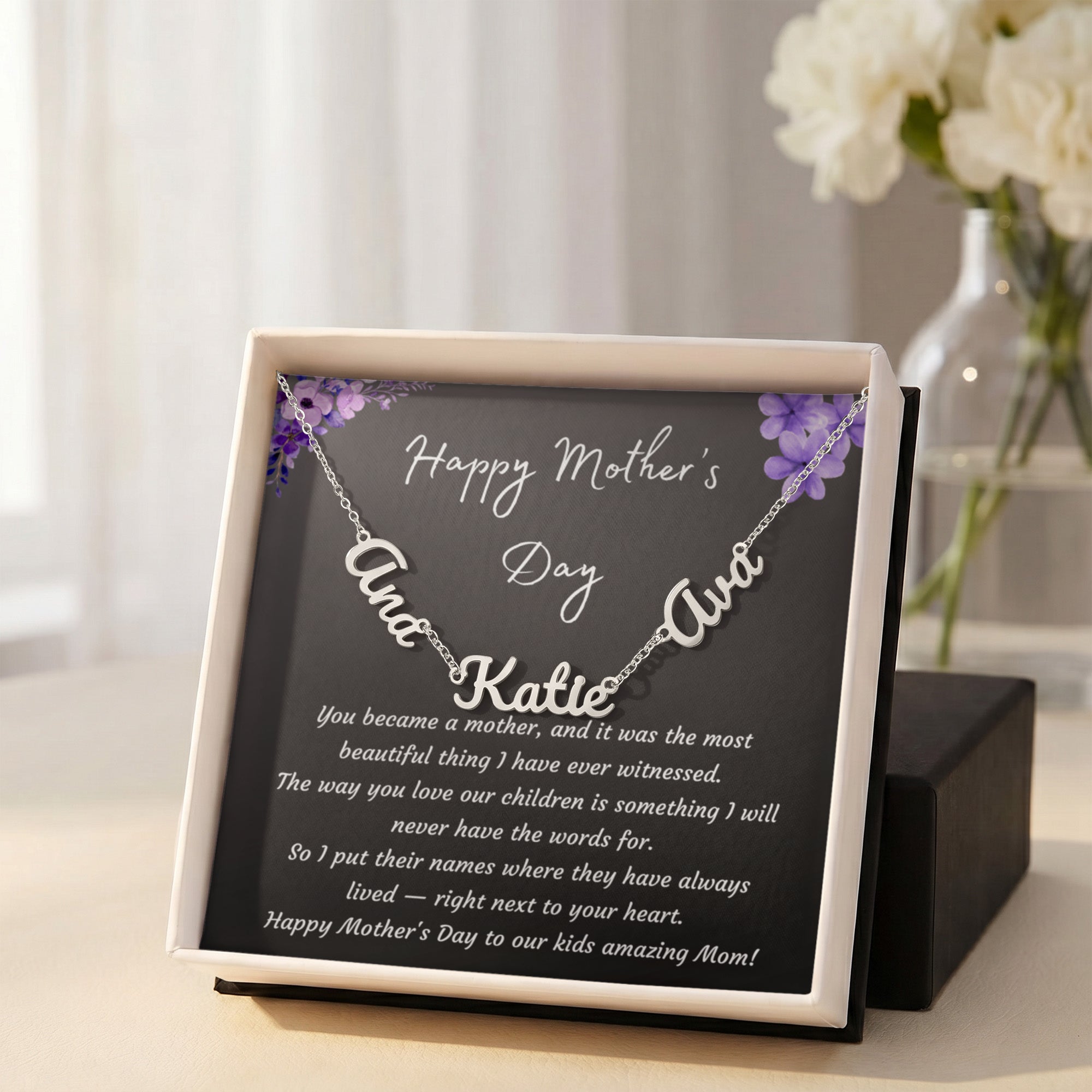 Mother's Day Gift Personalized Name Necklace for Wife from Husband