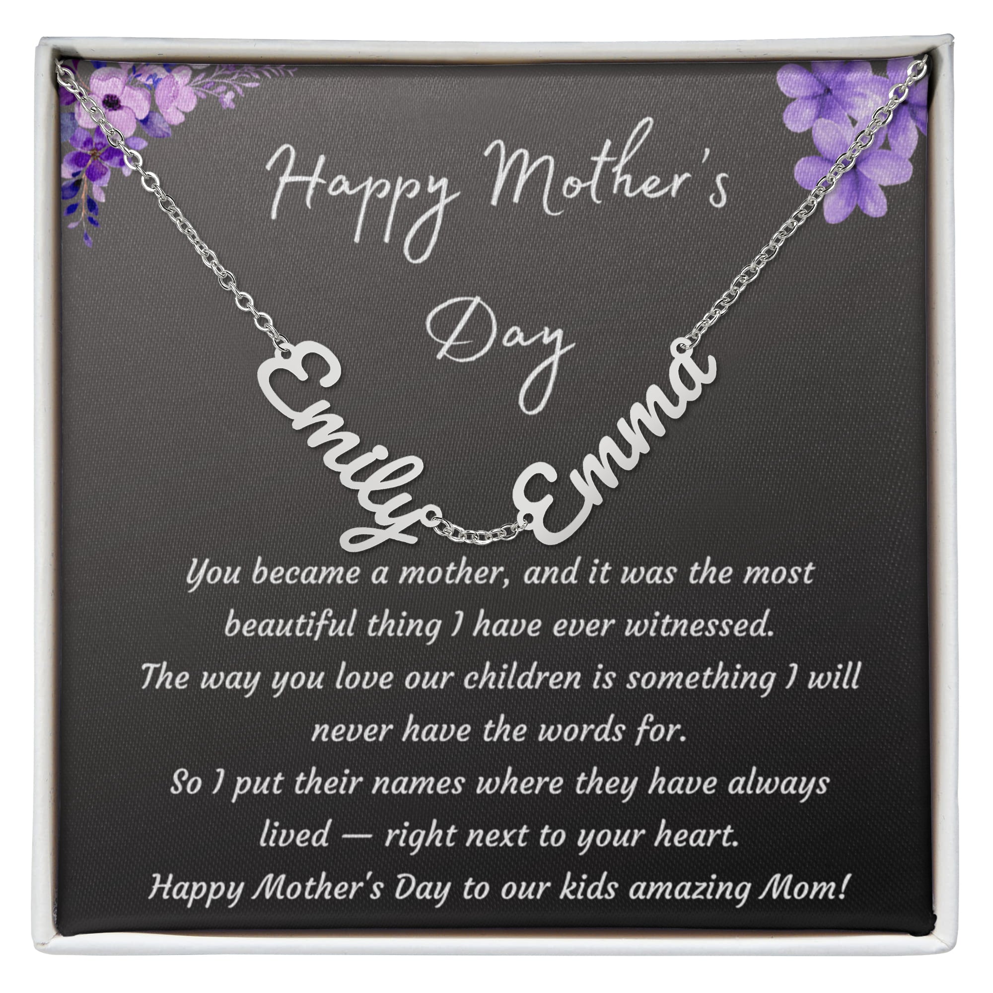 Mother's Day Gift Personalized Name Necklace for Wife from Husband