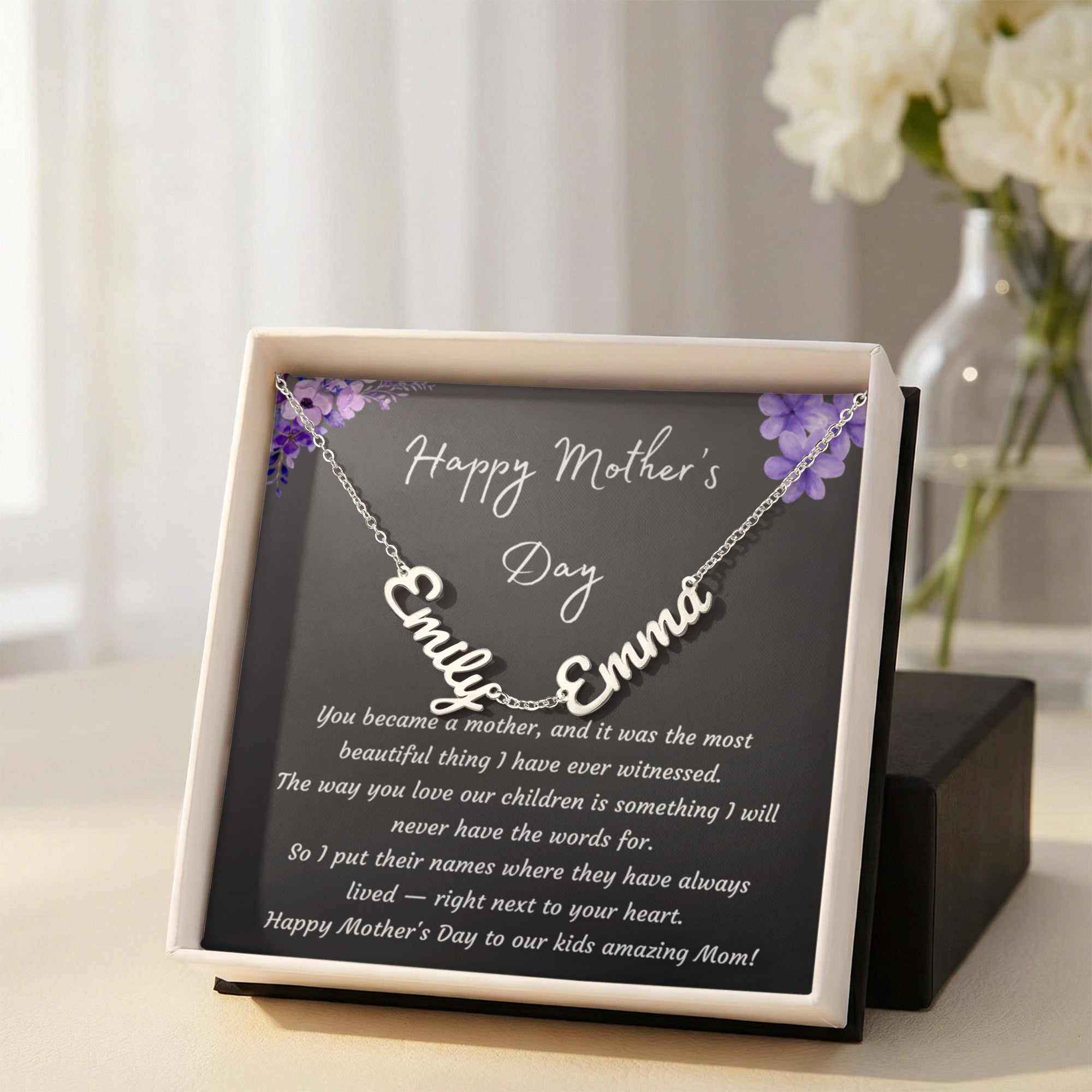 Mother's Day Gift Personalized Name Necklace for Wife from Husband