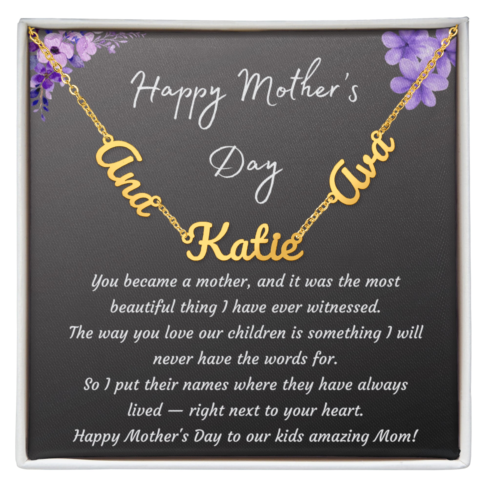 Mother's Day Gift Personalized Name Necklace for Wife from Husband