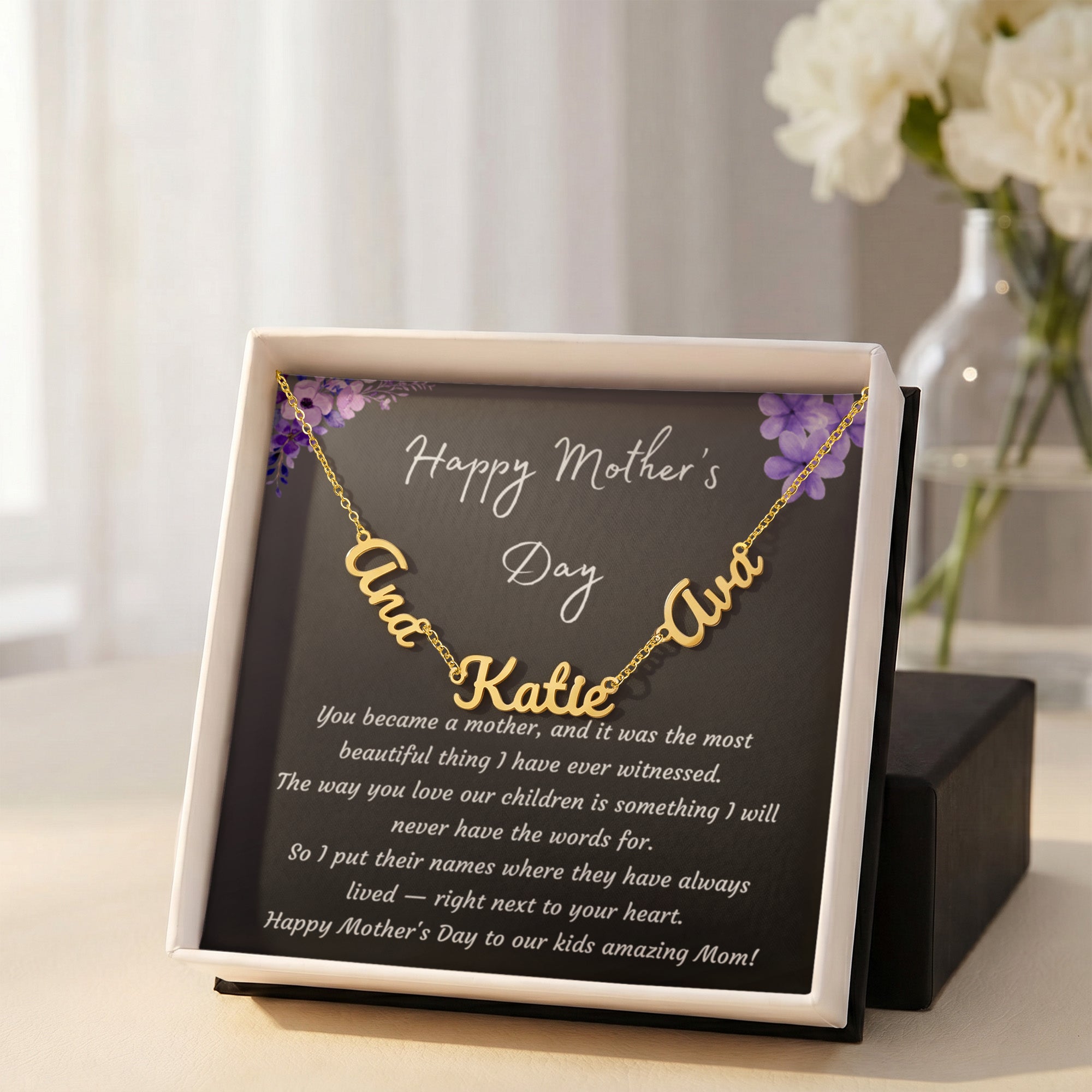 Mother's Day Gift Personalized Name Necklace for Wife from Husband