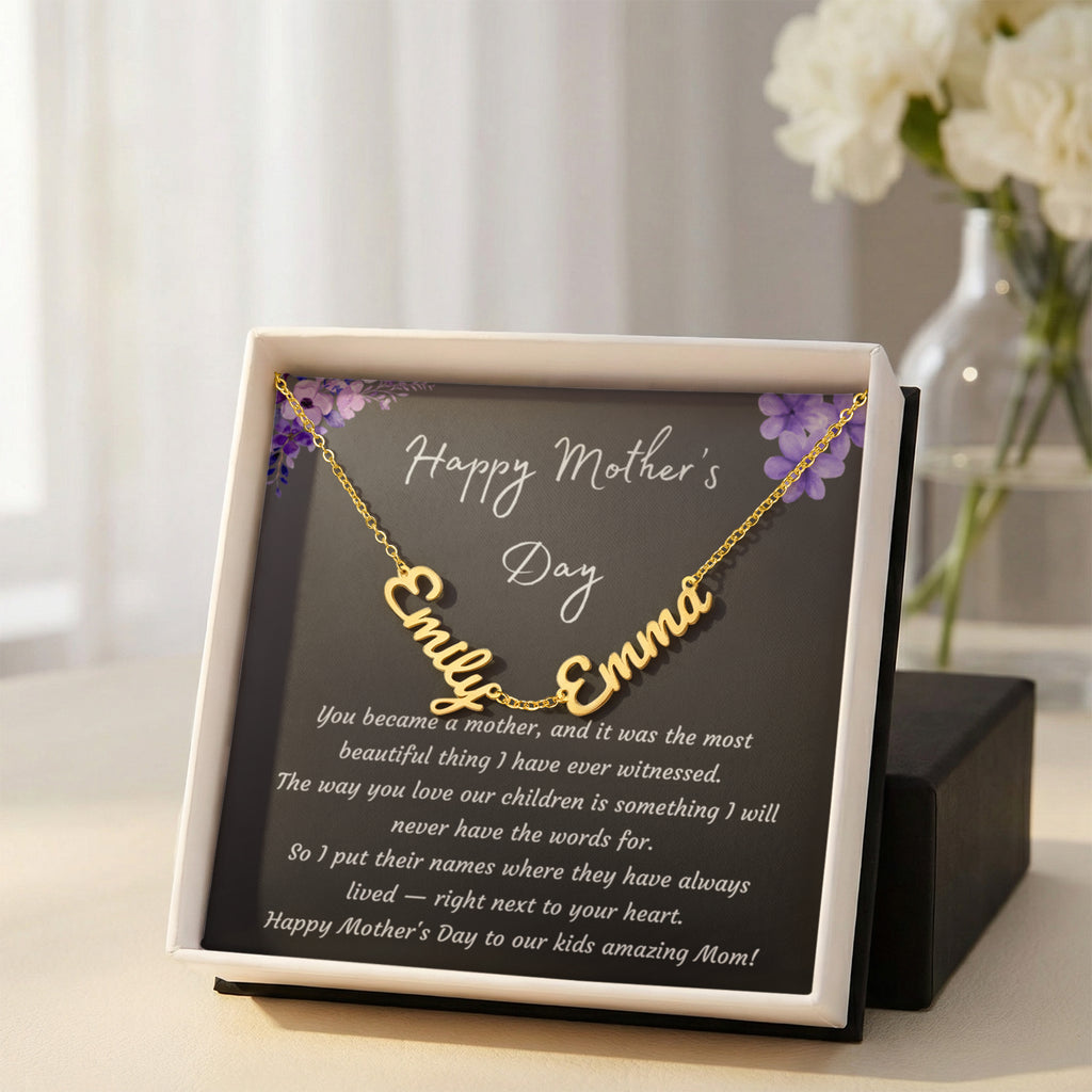 Mother's Day Gift Personalized Name Necklace for Wife from Husband