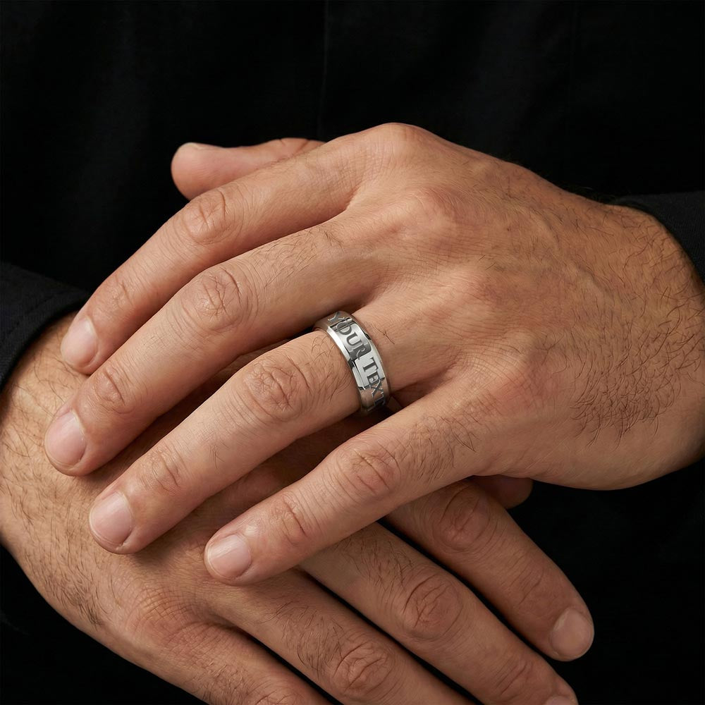 Custom Engraved Men's Ring – Personalized Band, Gold, Steel or Black