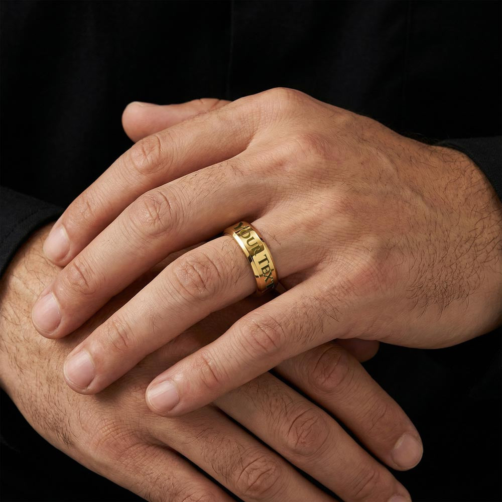 Custom Engraved Men's Ring – Personalized Band, Gold, Steel or Black