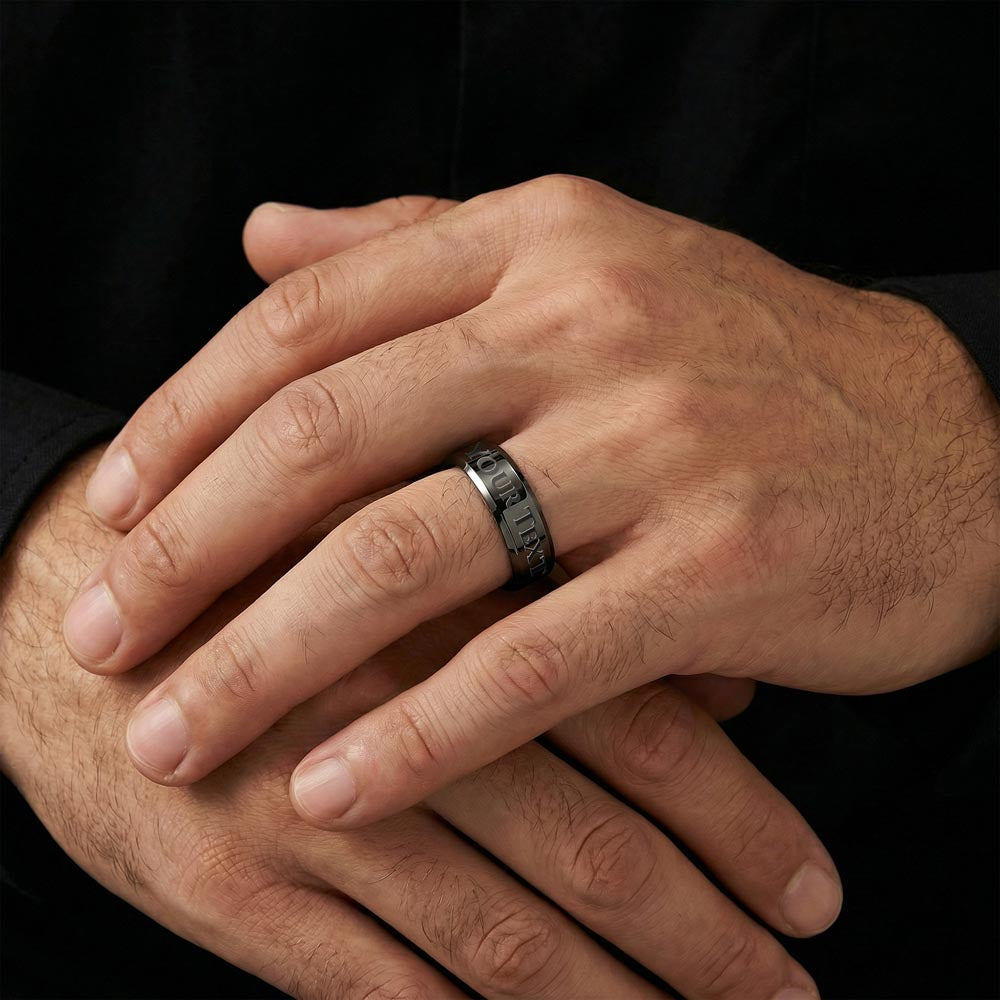 Custom Engraved Men's Ring – Personalized Band, Gold, Steel or Black
