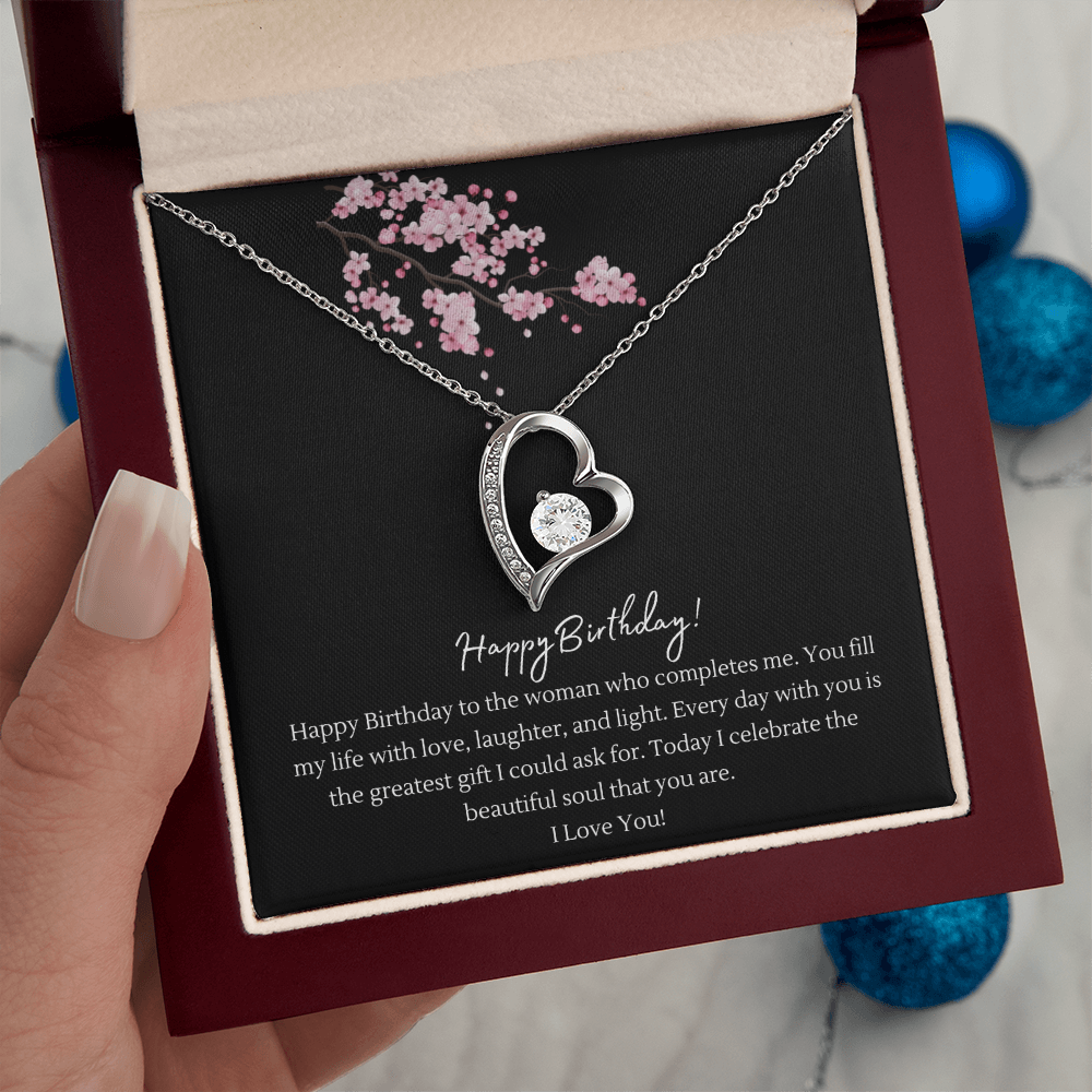 Happy Birthday Forever Love Heart Necklace for Wife — Crystal Heart Pendant Gift from Husband | BrillianceAura