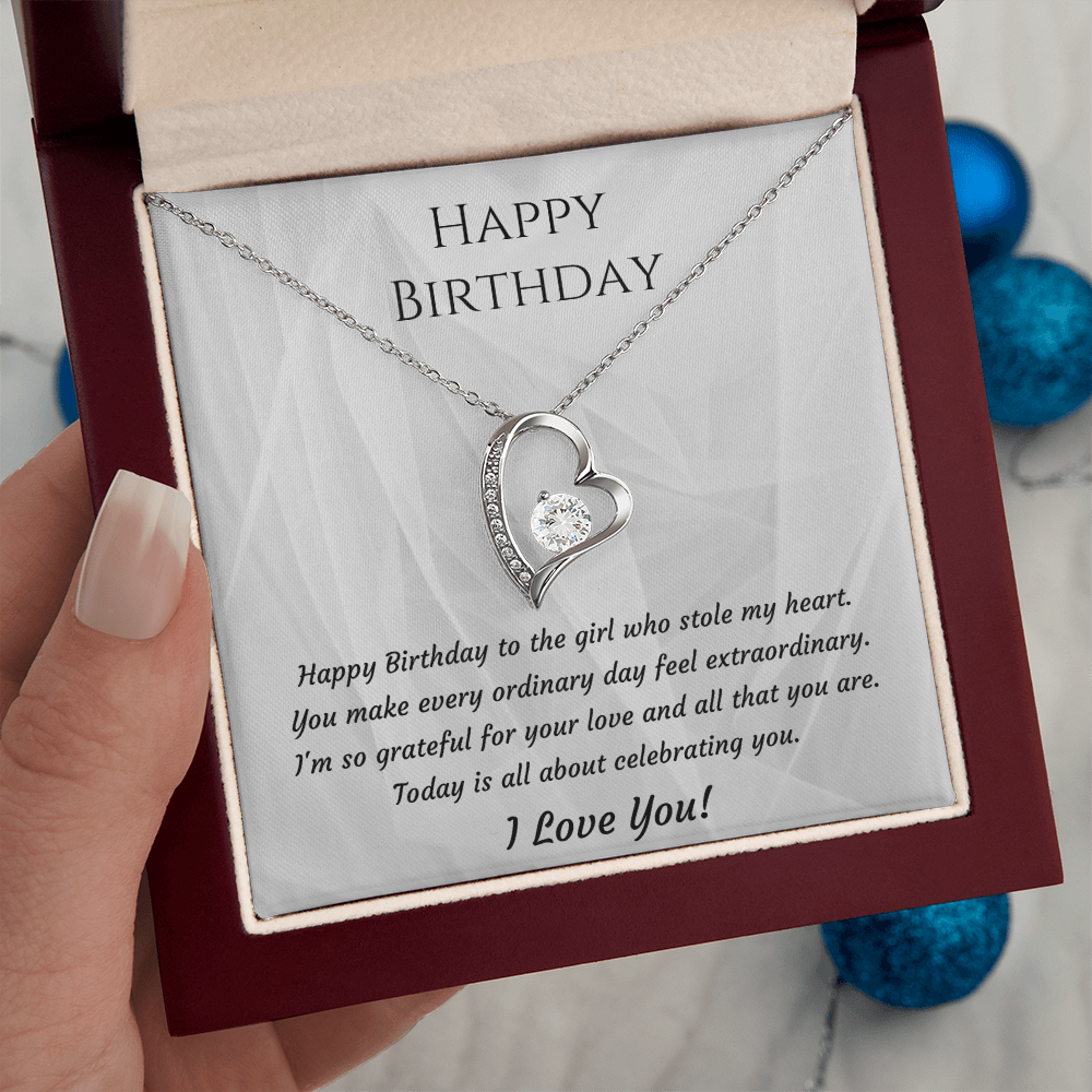 To My Girlfriend Forever Love Necklace – Birthday Gift for Her with Message Card & Gift Box