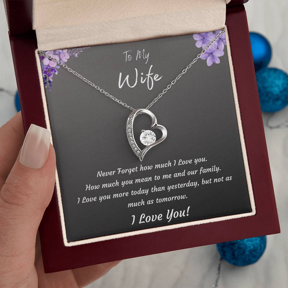 Forever Love 14k White Gold or 18k Yellow Gold Plated Necklace for Wife Birthday Valentines Day Anniversary Mothers Day Gifts for Wife