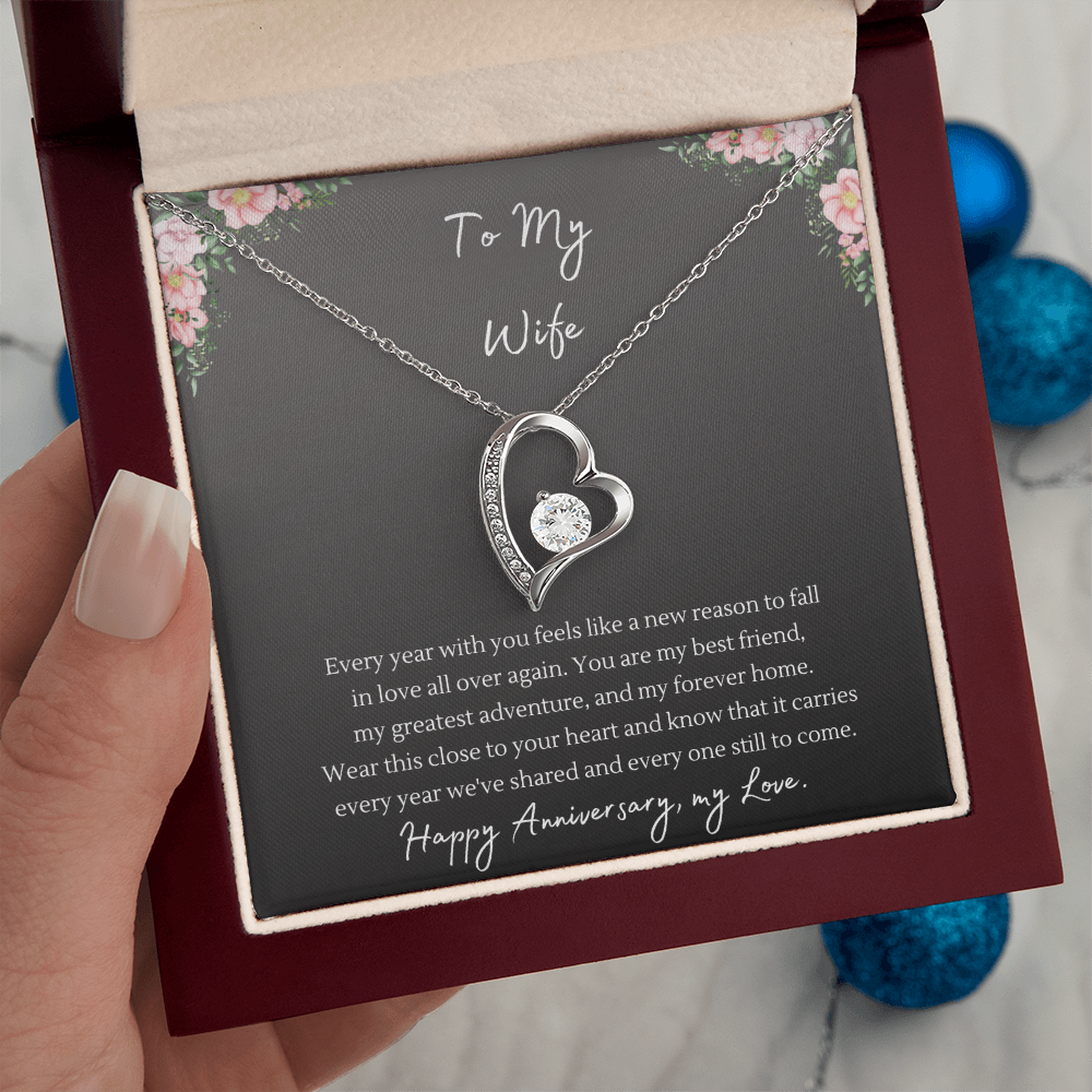Forever Love Necklace – Anniversary Gift for Wife, Heart Pendant Necklace