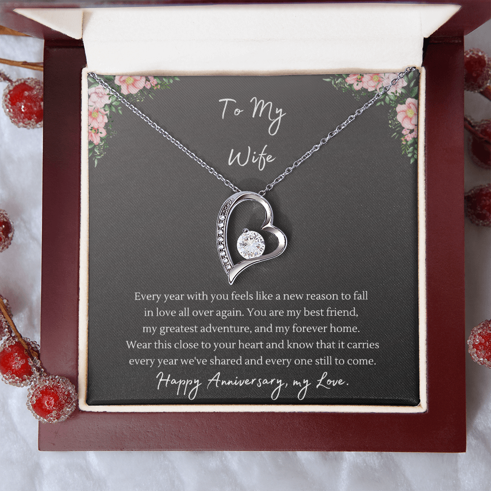 Forever Love Necklace – Anniversary Gift for Wife, Heart Pendant Necklace