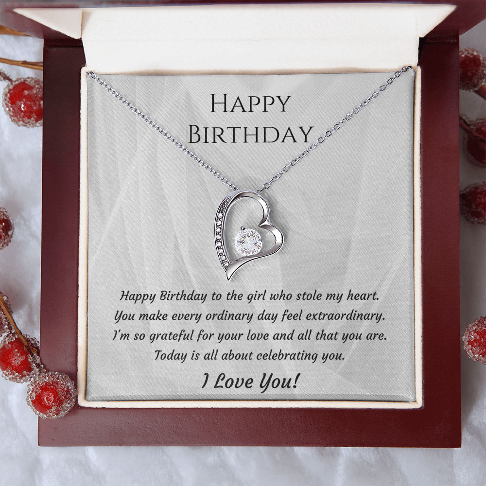 To My Girlfriend Forever Love Necklace – Birthday Gift for Her with Message Card & Gift Box