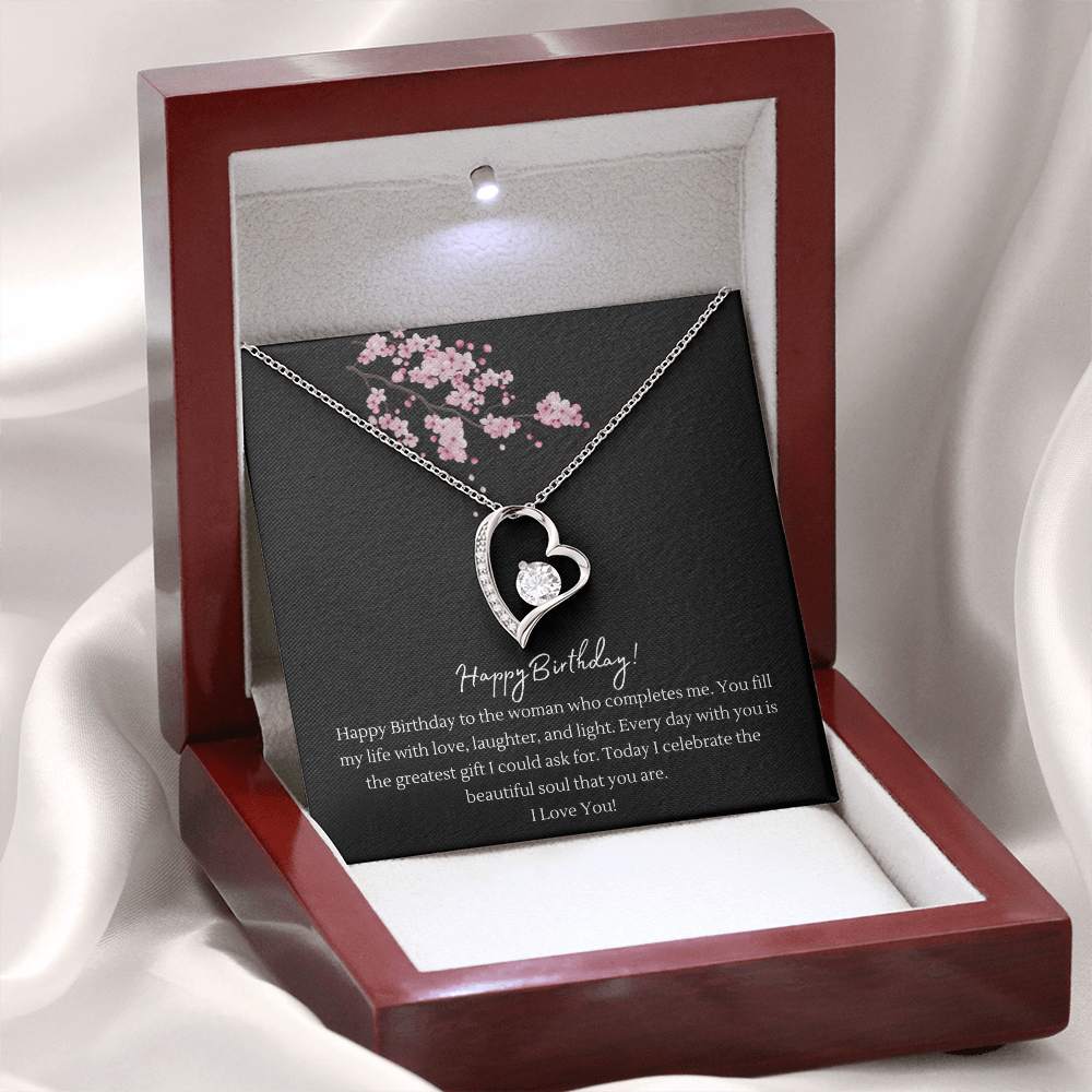 Happy Birthday Forever Love Heart Necklace for Wife — Crystal Heart Pendant Gift from Husband | BrillianceAura