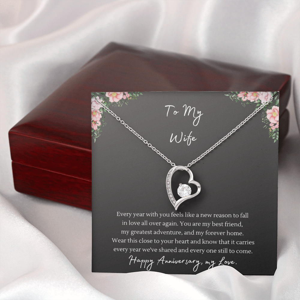 Forever Love Necklace – Anniversary Gift for Wife, Heart Pendant Necklace