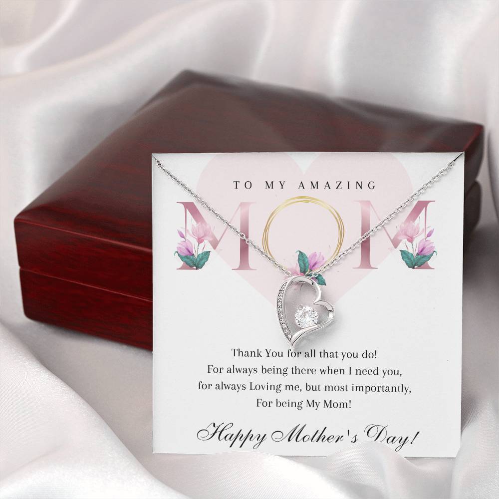 Mother's Day 14k White or 18k Yellow Gold Heart Necklace