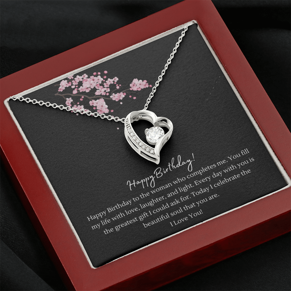 Happy Birthday Forever Love Heart Necklace for Wife — Crystal Heart Pendant Gift from Husband | BrillianceAura