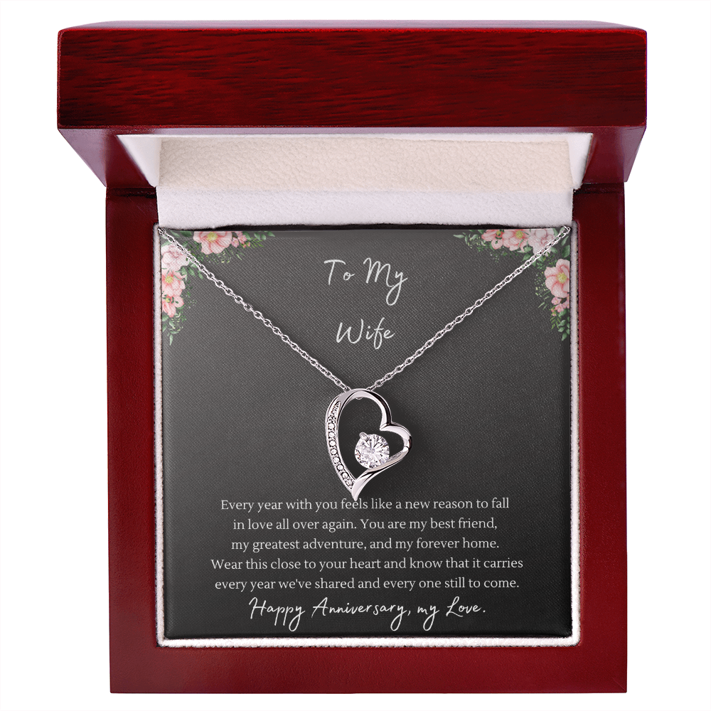 Forever Love Necklace – Anniversary Gift for Wife, Heart Pendant Necklace