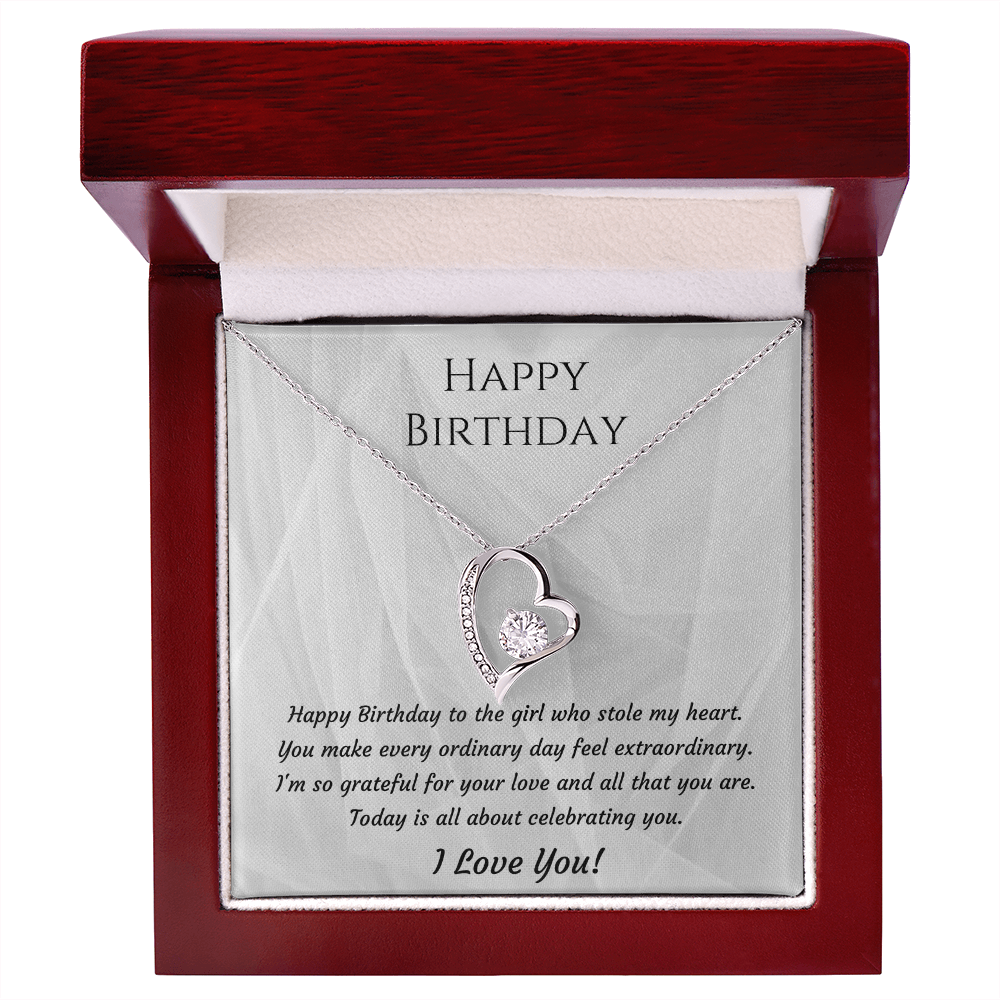 To My Girlfriend Forever Love Necklace – Birthday Gift for Her with Message Card & Gift Box