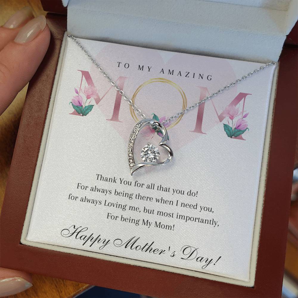 Mother's Day 14k White or 18k Yellow Gold Heart Necklace