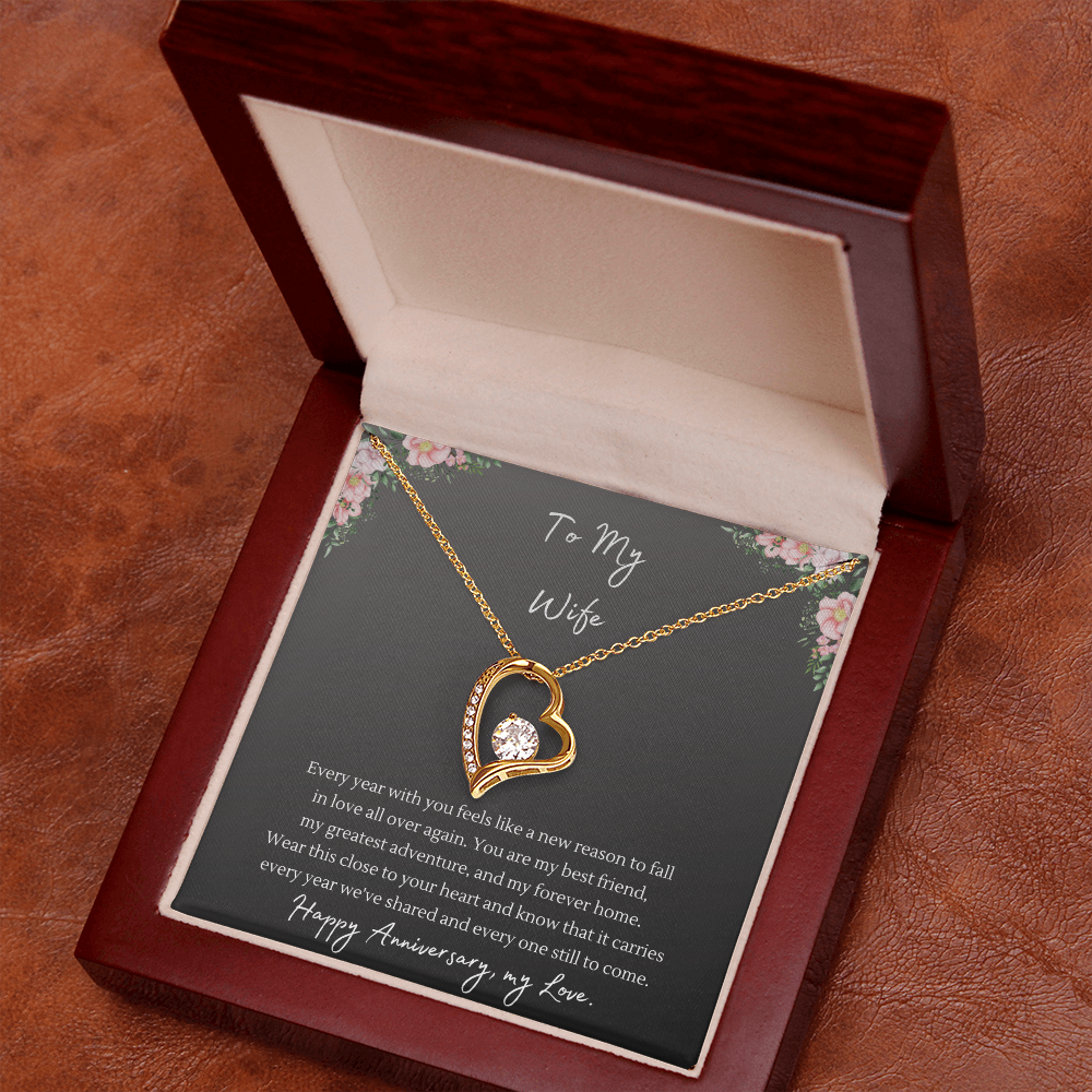 Forever Love Necklace – Anniversary Gift for Wife, Heart Pendant Necklace