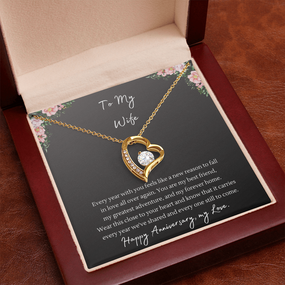 Forever Love Necklace – Anniversary Gift for Wife, Heart Pendant Necklace