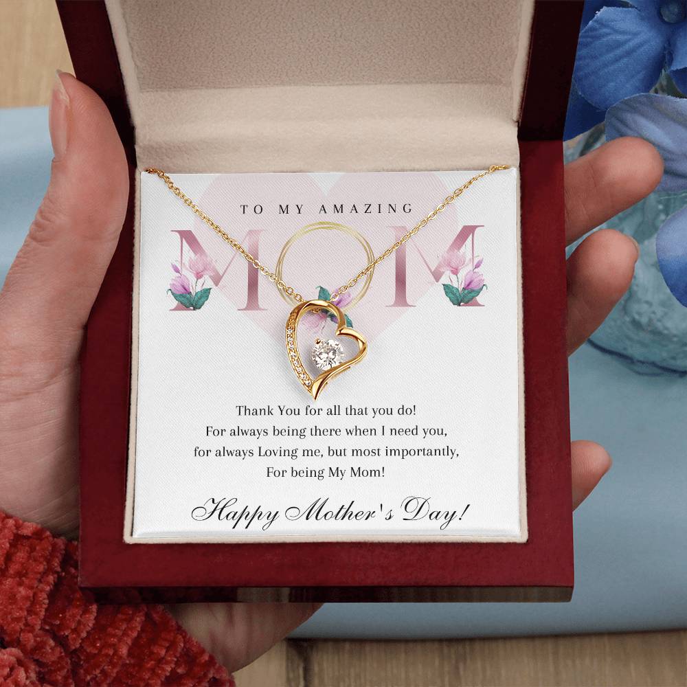 Mother's Day 14k White or 18k Yellow Gold Heart Necklace