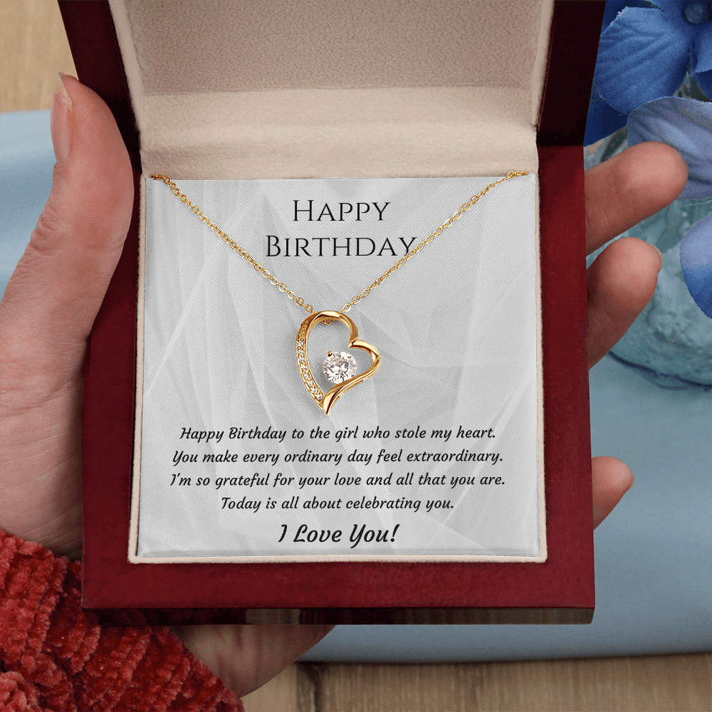 To My Girlfriend Forever Love Necklace – Birthday Gift for Her with Message Card & Gift Box