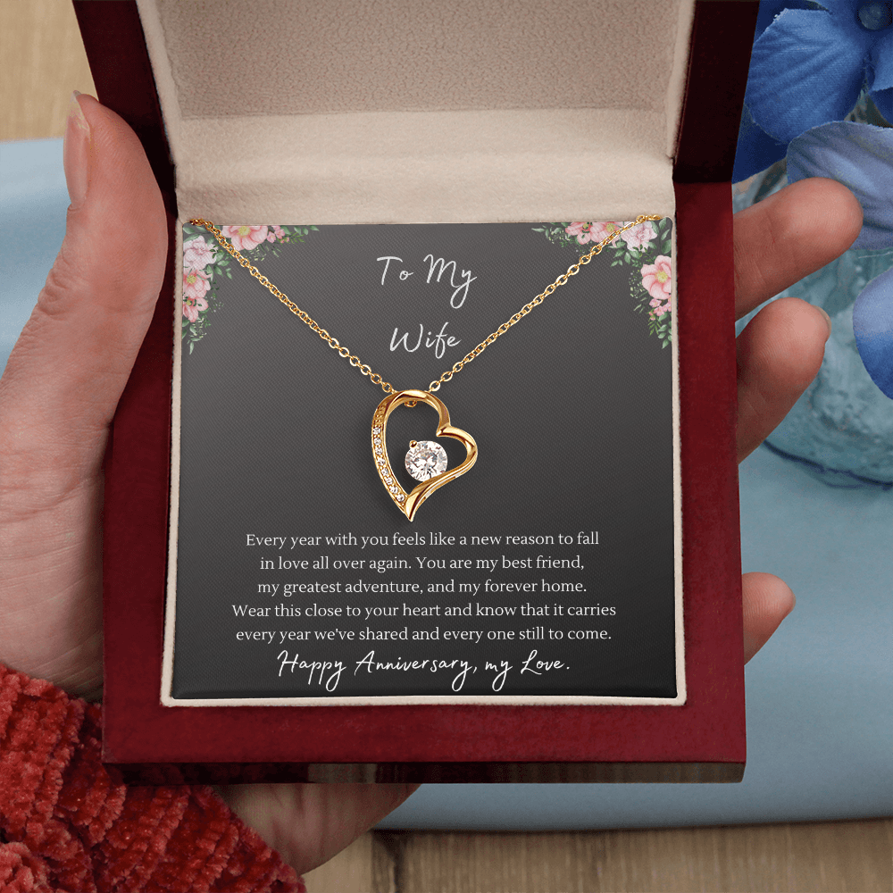Forever Love Necklace – Anniversary Gift for Wife, Heart Pendant Necklace