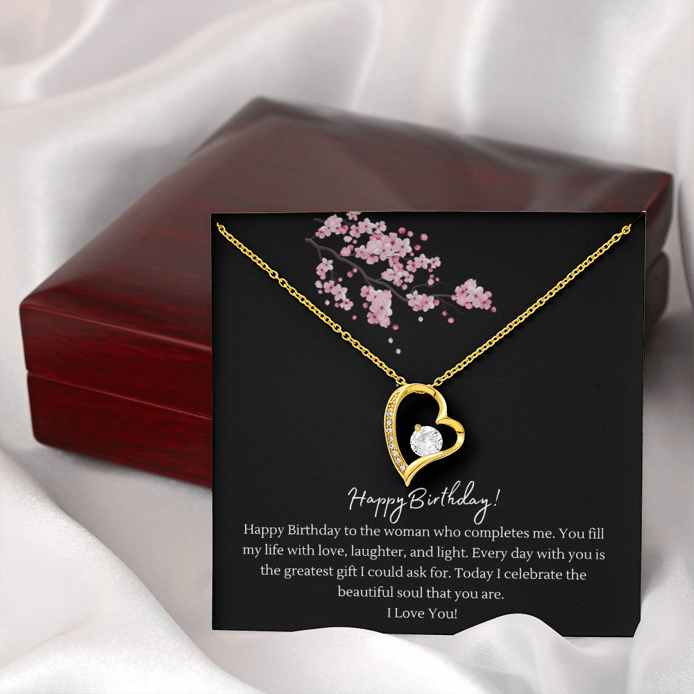 Happy Birthday Forever Love Heart Necklace for Wife — Crystal Heart Pendant Gift from Husband | BrillianceAura