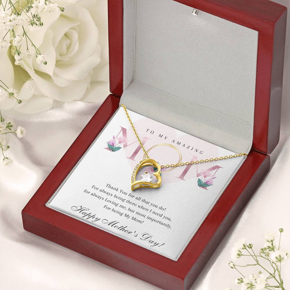 Mother's Day 14k White or 18k Yellow Gold Heart Necklace