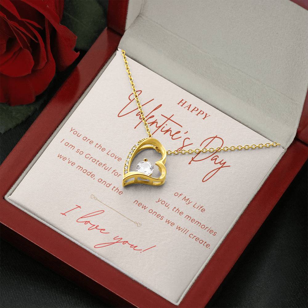 Valentines Day 14k White or 18k Yellow Gold Plated Heart Necklace with Cubic Zirconia Stone,Gift for Wife, Girlfriend