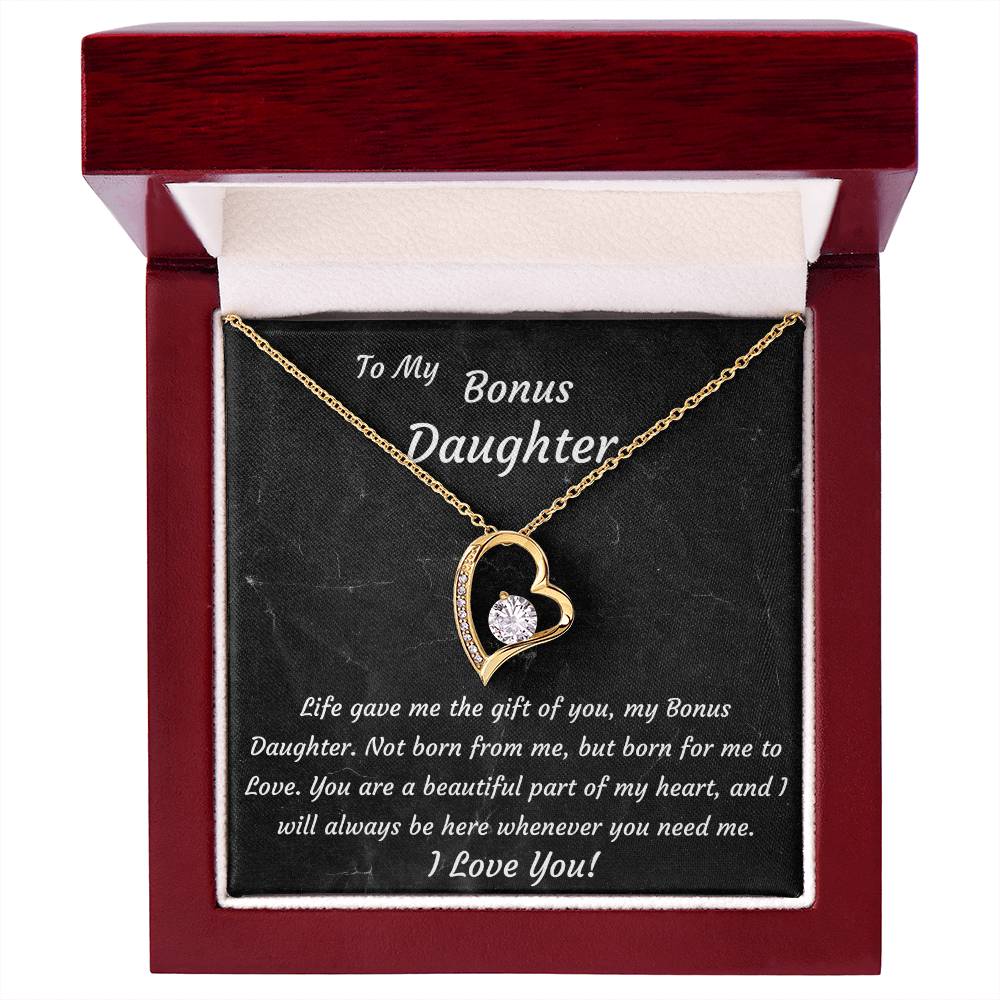 Bonus Daughter 14k White Gold or 18k Yellow Gold Plated Heart Necklace