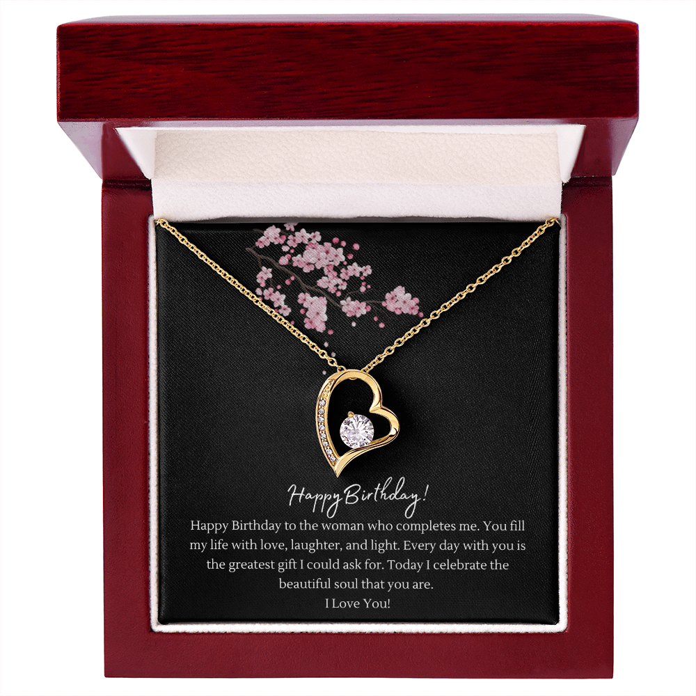 Happy Birthday Forever Love Heart Necklace for Wife — Crystal Heart Pendant Gift from Husband | BrillianceAura