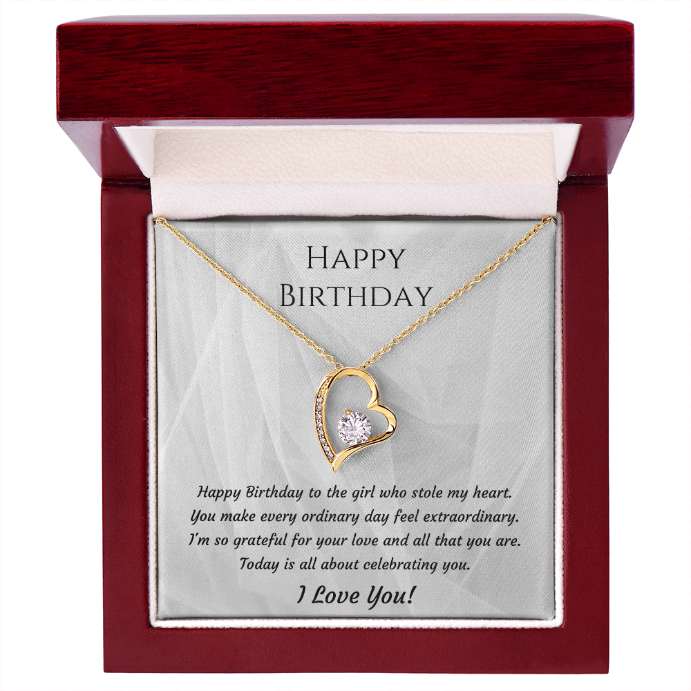 To My Girlfriend Forever Love Necklace – Birthday Gift for Her with Message Card & Gift Box