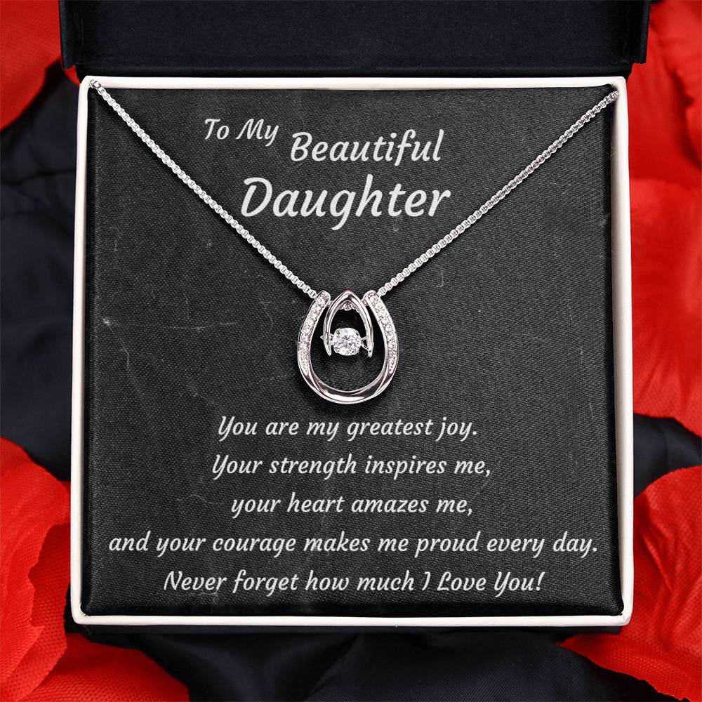 To My Beautiful Daughter 14k White over Stainless Steel