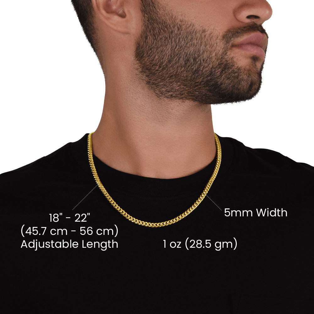 Happy Birthday Dad Cuban Link Chain Necklace | Polished Stainless Steel or 18K Gold Plated Gift for Dad | Adjustable 18"–22" Birthday Gift Box Included