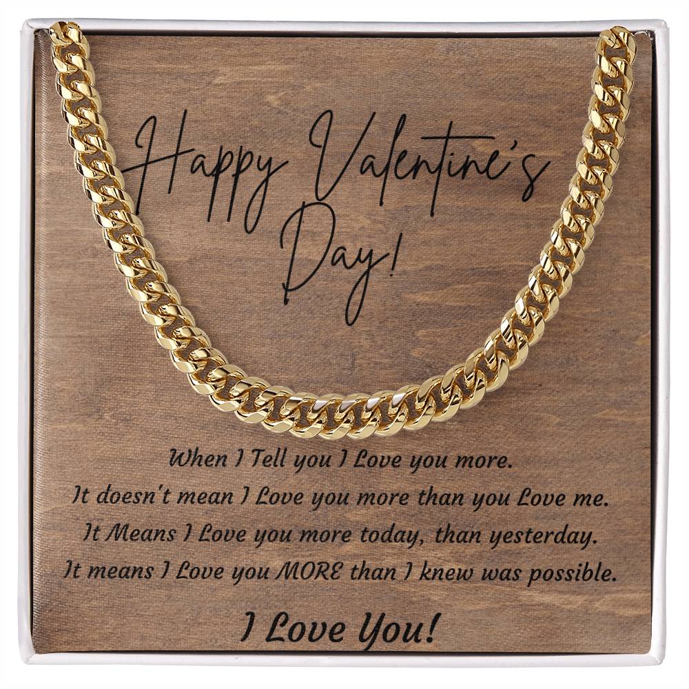 Valentines Day Cuban Link Necklace for Husband, Boyfriend