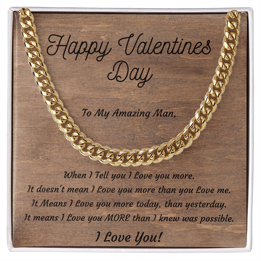 Valentines Day Cuban Link Necklace for Boyfriend, Husband