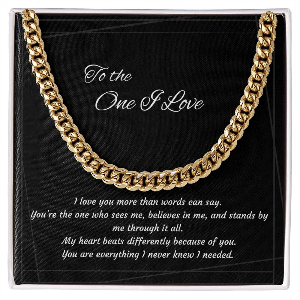 Anniversary Cuban Link Necklace for Him | The One I Love Gift