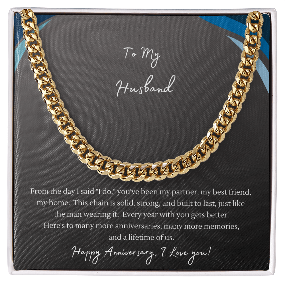 To My Husband Cuban Link Chain Necklace | "The Man I Married" Anniversary Gift | Stainless Steel or 18K Gold Finish