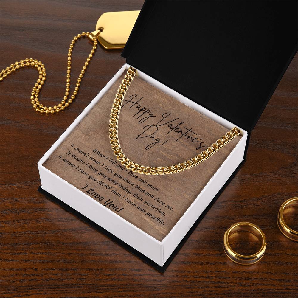 Valentines Day Cuban Link Necklace for Husband, Boyfriend