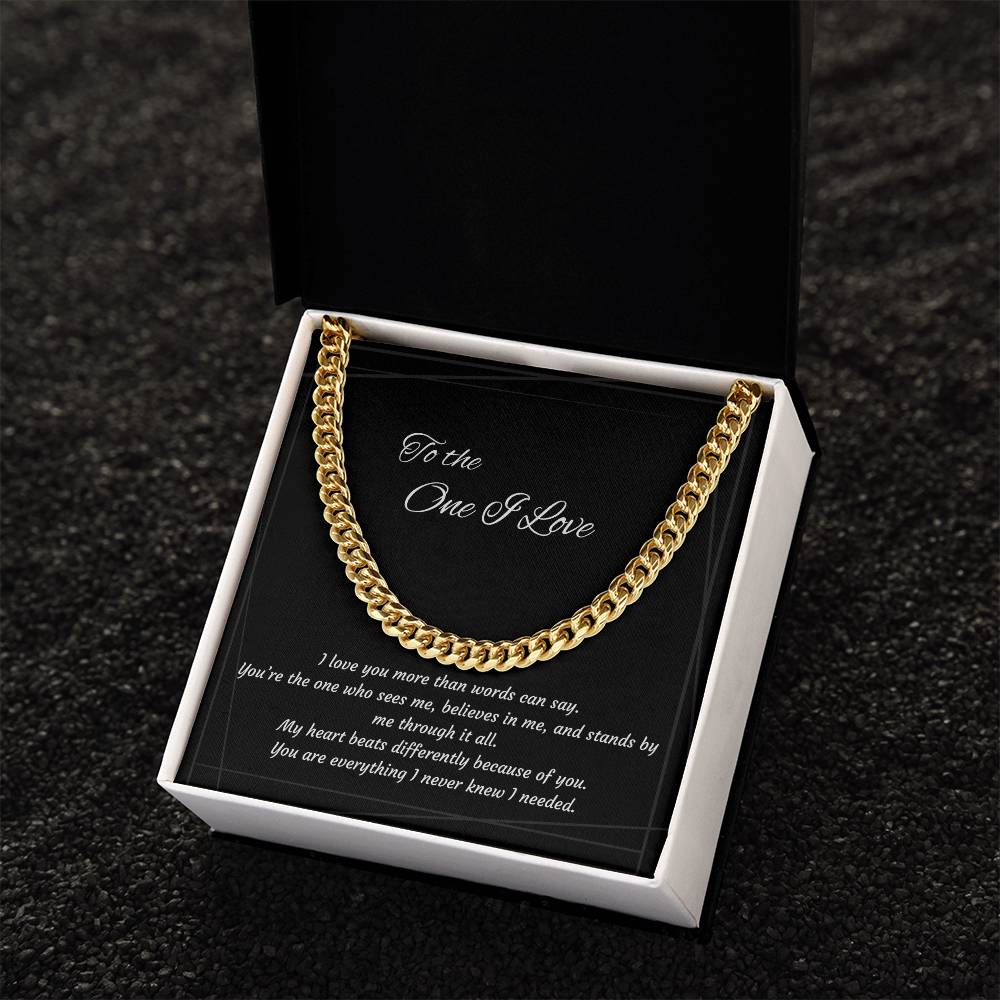 Anniversary Cuban Link Necklace for Him | The One I Love Gift