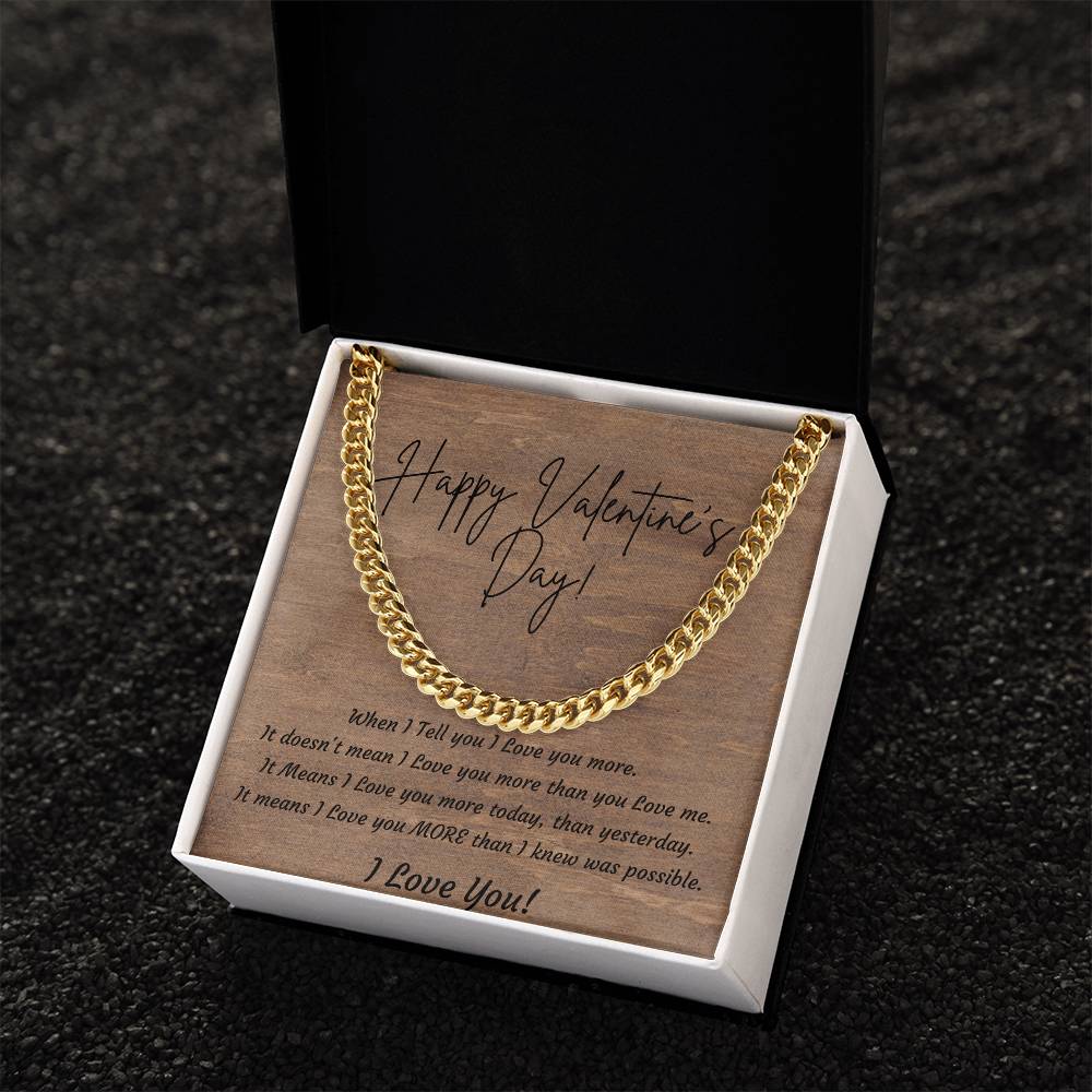 Valentines Day Cuban Link Necklace for Husband, Boyfriend